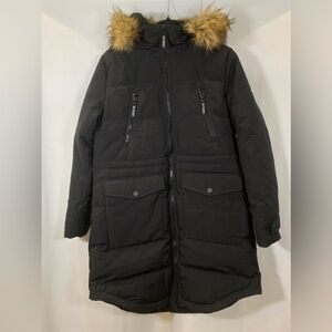 Orolay Womens White Duck Down Jacket Coat Faux Fur Hooded Parka Black Medium M